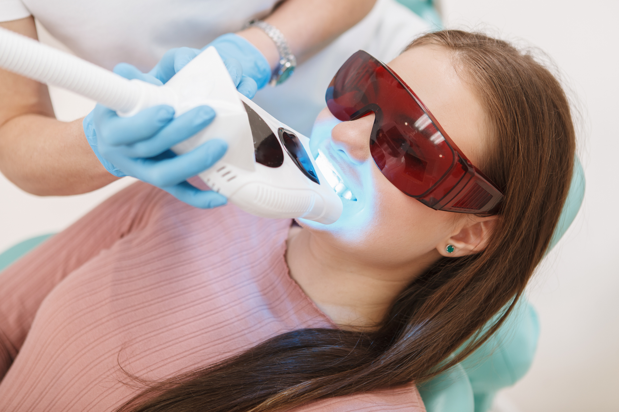 Patient getting their teeth whitened