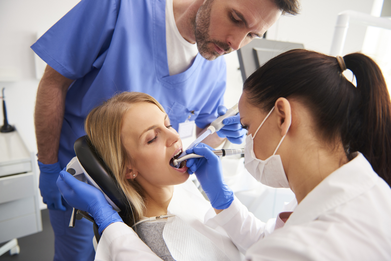 dental patient being treated for white spots